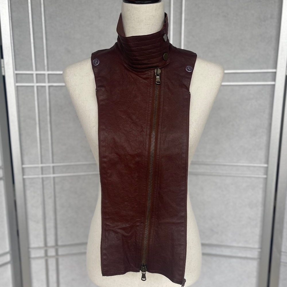 Veronica Beard Brown Leather Moto Dickey sz O/S